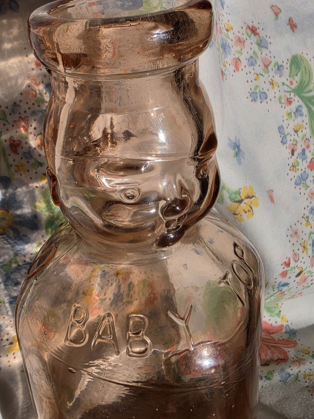 Vintage Pink Glass 'Baby Top' Decorative Bottle - Brookfield